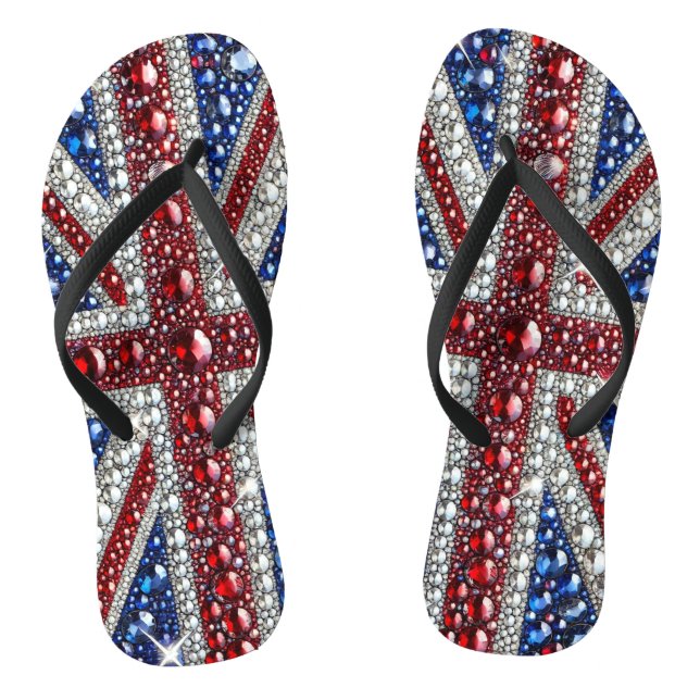 Adult Slim Straps with British Colours Flip Flops (Footbed)