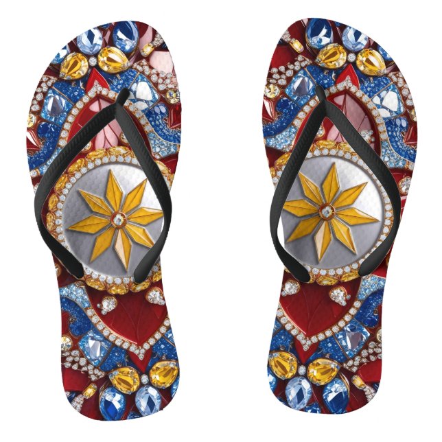 Adult Slim Straps with Colombian Colours Flip Flops (Footbed)