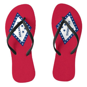 Adult Slim Straps with Flag of Arkansas, USA Flip Flops