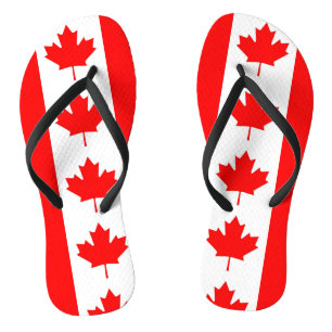 Adult Slim Straps with Flag of Canada Flip Flops