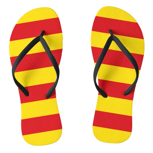 Adult Slim Straps with Flag of Catalonia Flip Flops (Footbed)