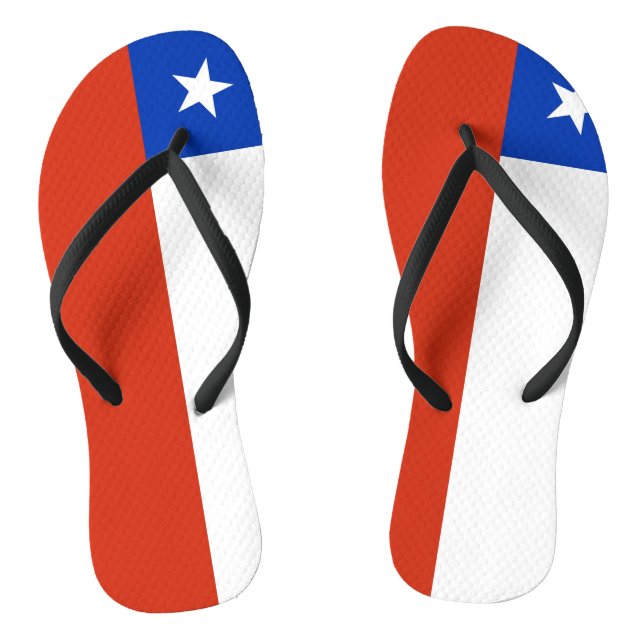 Adult Slim Straps with Flag of Chile Flip Flops (Footbed)