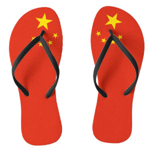 Adult Slim Straps with Flag of China Flip Flops