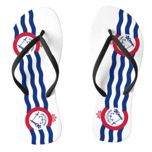 Adult Slim Straps with Flag of Cincinnati, USA Flip Flops