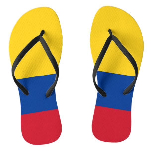 Adult Slim Straps with Flag of Colombia Flip Flops