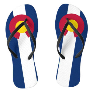 Adult Slim Straps with Flag of Colorado, USA Flip Flops