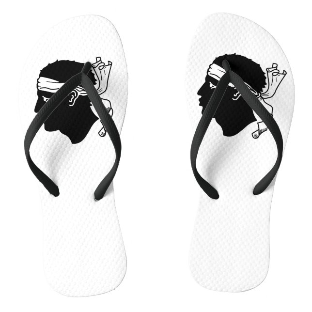 Adult Slim Straps with Flag of Corsica, France Flip Flops (Footbed)