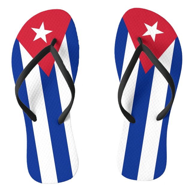 Adult Slim Straps with Flag of Cuba Flip Flops (Footbed)