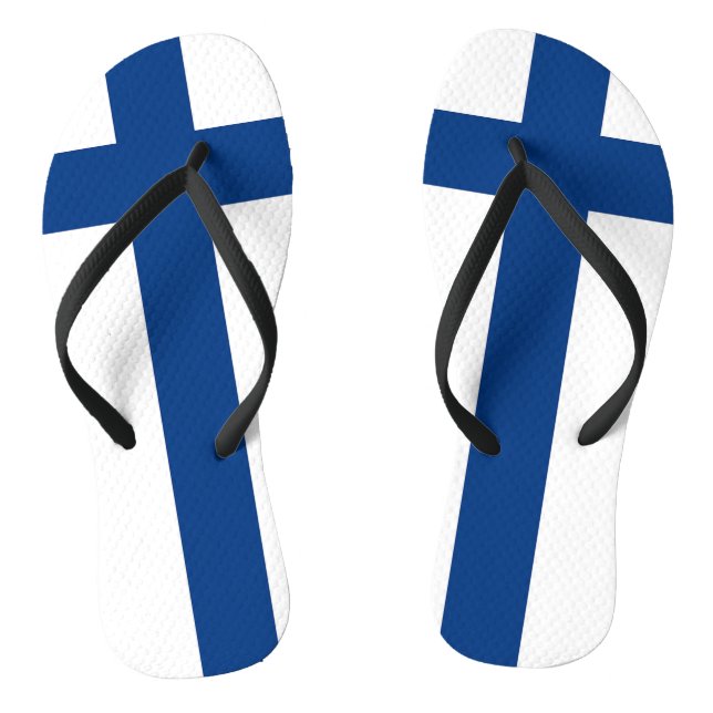 Adult Slim Straps with Flag of Finland Flip Flops (Footbed)