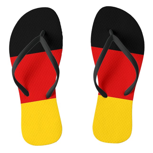 Adult Slim Straps with Flag of Germany Flip Flops (Footbed)