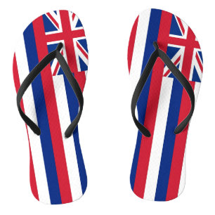 Adult Slim Straps with Flag of Hawaii, USA Flip Flops