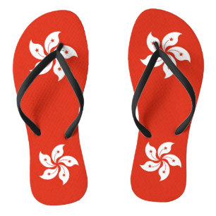 Adult Slim Straps with Flag of Hong Kong Flip Flops