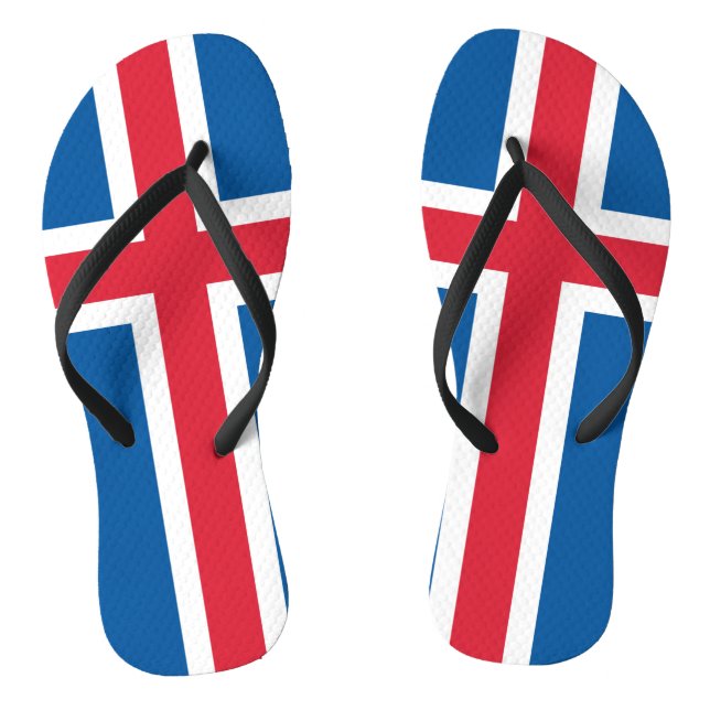 Adult Slim Straps with Flag of Iceland Flip Flops (Footbed)