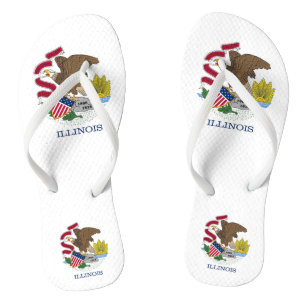 Adult Slim Straps with Flag of Illinois, USA Flip Flops