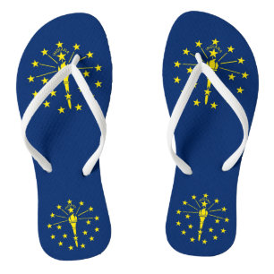Adult Slim Straps with Flag of Indiana, USA Flip Flops