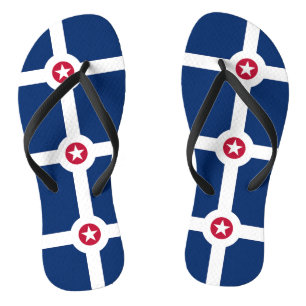 Adult Slim Straps with Flag of Indianapolis, USA Flip Flops