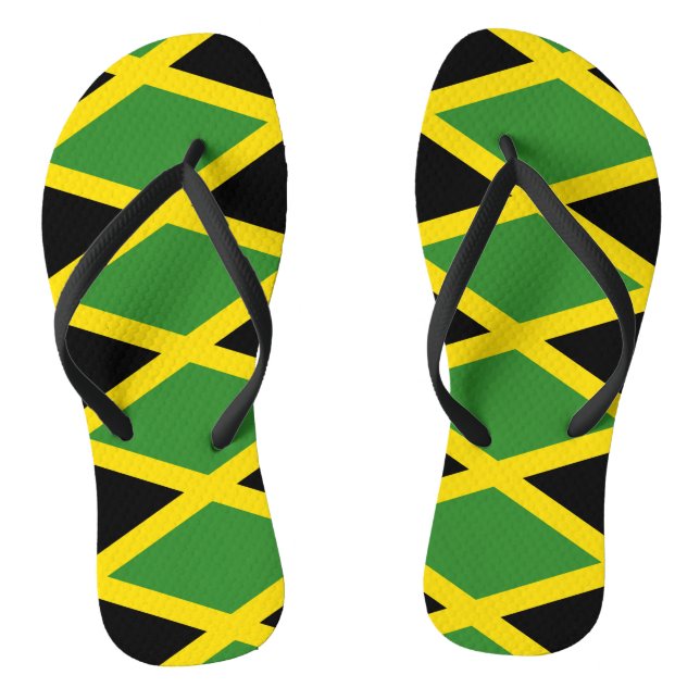 Adult Slim Straps with Flag of Jamaica Flip Flops (Footbed)