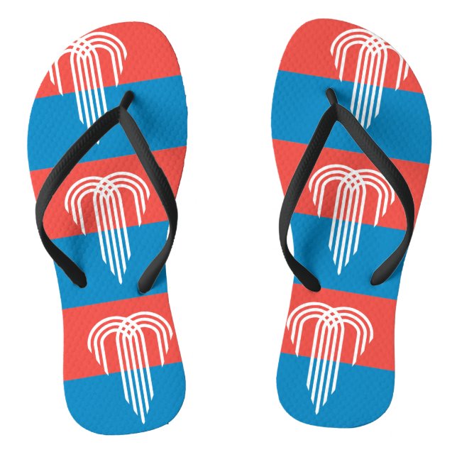 Adult Slim Straps with Flag of Kansas City Flip Flops (Footbed)