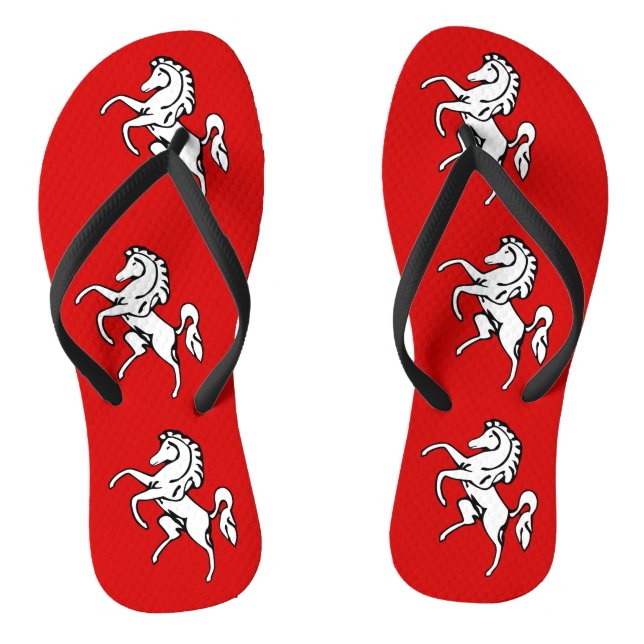 Adult Slim Straps with Flag of Kent County Flip Flops (Footbed)
