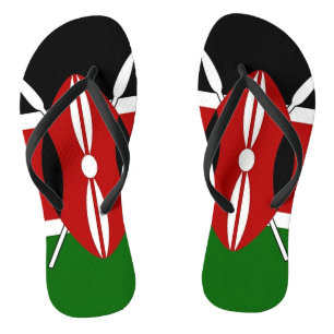Adult Slim Straps with Flag of Kenya Flip Flops