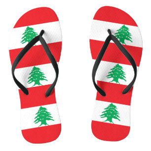 Adult Slim Straps with Flag of Lebanon Flip Flops