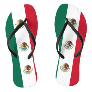 Adult Slim Straps with Flag of Mexico Flip Flops