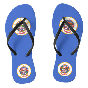 Adult Slim Straps with Flag of Minnesota, USA Flip Flops