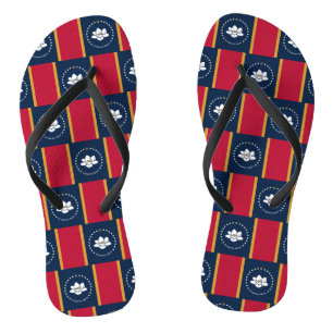 Adult Slim Straps with Flag of Mississippi, USA Flip Flops