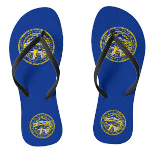 Adult Slim Straps with Flag of Nebraska, USA Flip Flops