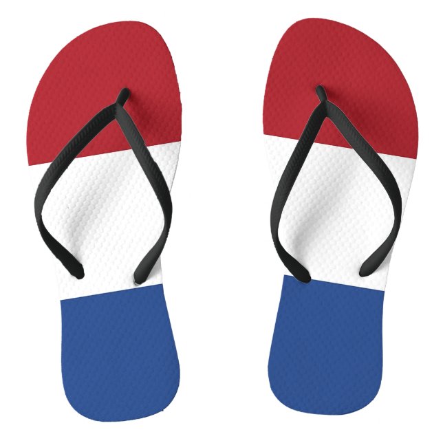 Adult Slim Straps with Flag of Netherlands Flip Flops (Footbed)