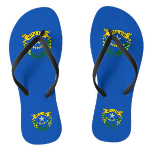 Adult Slim Straps with Flag of Nevada, USA Flip Flops