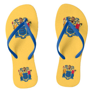 Adult Slim Straps with Flag of New Jersey, USA Flip Flops