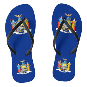 Adult Slim Straps with Flag of New York, USA Flip Flops