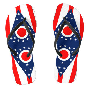 Adult Slim Straps with Flag of Ohio, USA Flip Flops