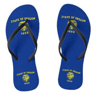 Adult Slim Straps with Flag of Oregon, USA Flip Flops