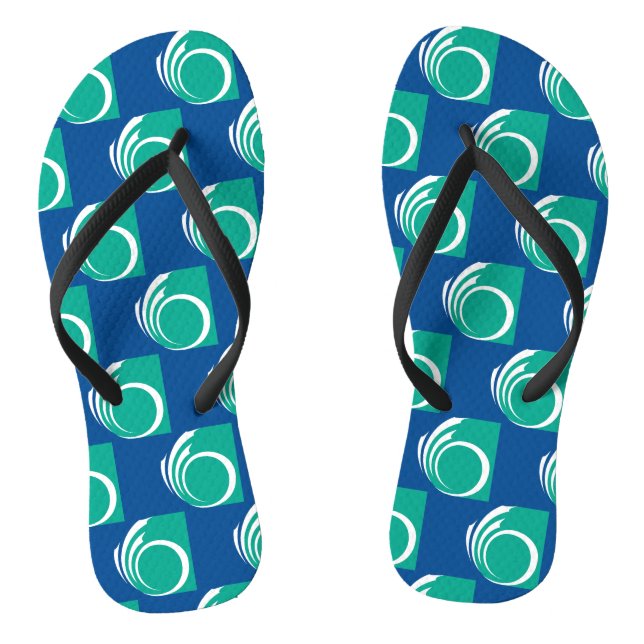 Adult Slim Straps with Flag of Ottawa, Canada Flip Flops (Footbed)