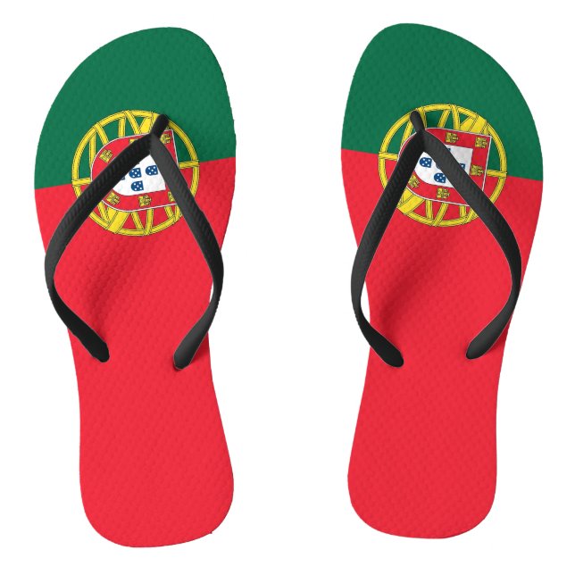 Adult Slim Straps with Flag of Portugal Flip Flops (Footbed)