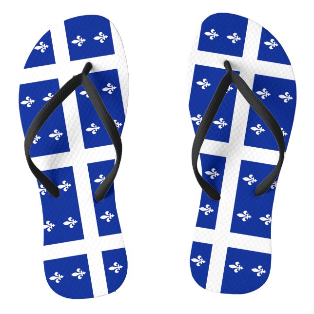 Adult Slim Straps with Flag of Quebec Flip Flops (Footbed)