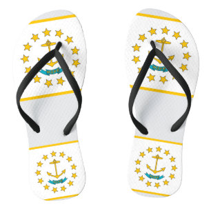 Adult Slim Straps with Flag of Rhode Island, USA Flip Flops