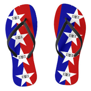 Adult Slim Straps with Flag of San Antonio, USA Flip Flops