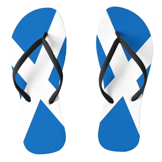 Adult Slim Straps with Flag of Scotland, UK Flip Flops (Footbed)