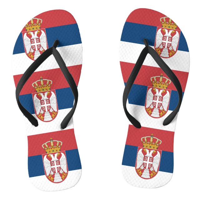 Adult Slim Straps with Flag of Serbia Flip Flops (Footbed)