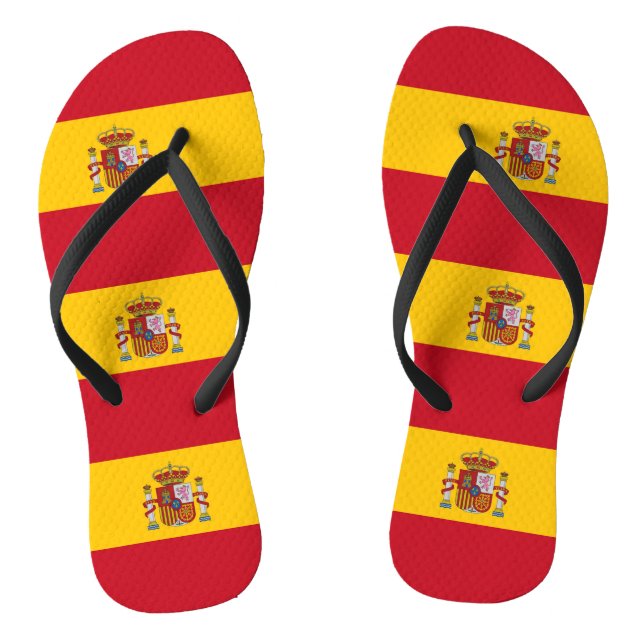 Adult Slim Straps with Flag of Spain Flip Flops (Footbed)