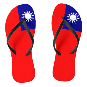 Adult Slim Straps with Flag of Taiwan Flip Flops