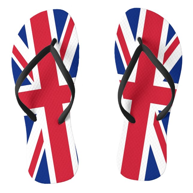Adult Slim Straps with Flag of United Kingdom Flip Flops (Footbed)