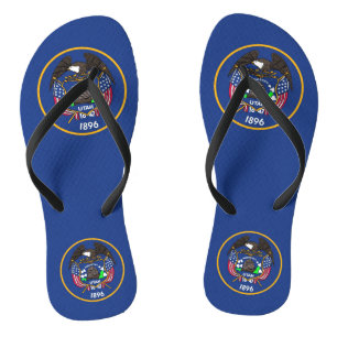 Adult Slim Straps with Flag of Utah, USA Flip Flops