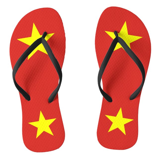Adult Slim Straps with Flag of Vietnam Flip Flops (Footbed)