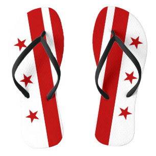 Adult Slim Straps with Flag of Washington DC Flip Flops