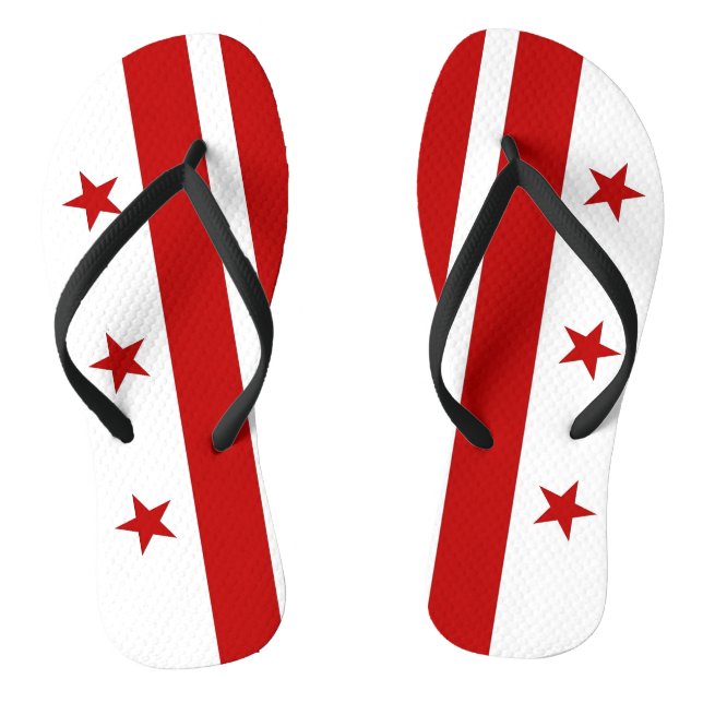 Adult Slim Straps with Flag of Washington DC Flip Flops (Footbed)