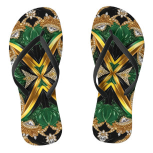 Adult Slim Straps with Jamaican Colours Flip Flops